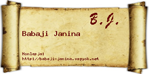 Babaji Janina névjegykártya